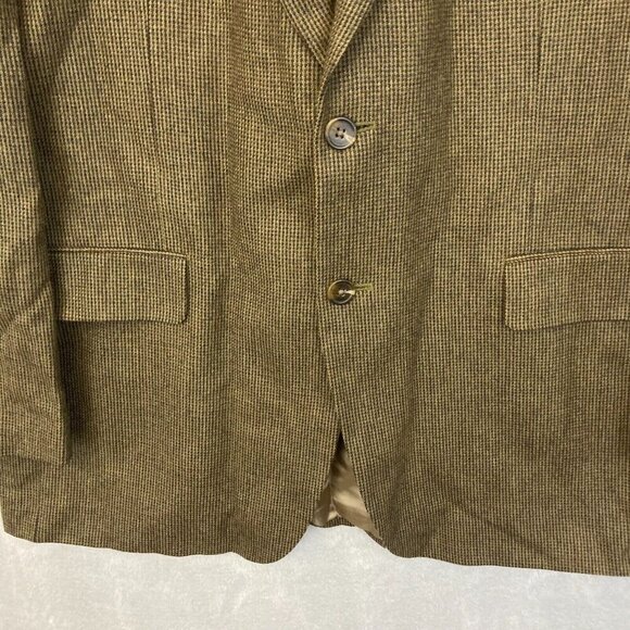 Chaps Ralph Lauren 100% Lambswool Tweed Blazer Mens 44L Sports Jacket Tan Green - Picture 6 of 16